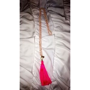 Lilly Pulitzer pink tassel necklace